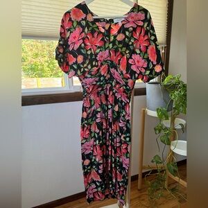 & Other Stories floral v-neck midi dress